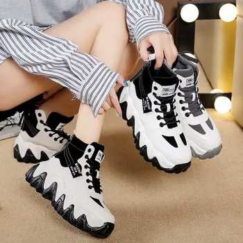 2020 Nowa jesień Biały marka szary Damskie trampki moda gruba podeszwa Damskie trampki na platformie obuwie Zapatos De Mujer u139