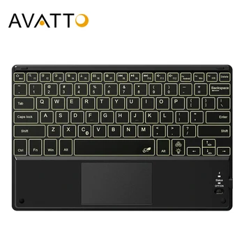AVATTO rosyjski/hiszpański/angielski 10,1-calowy tablet z podświetleniem klawiatury z panelem dotykowym klawiatura Bluetooth dla Android, Windows, iOS