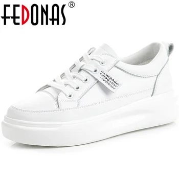 FEDONAS zasznurować naturalna skóra Damskie buty do biegania nowa dostawa buty do biegania dla dziewczyn 2020 Lato jedną sportowe buty kobiety Biały