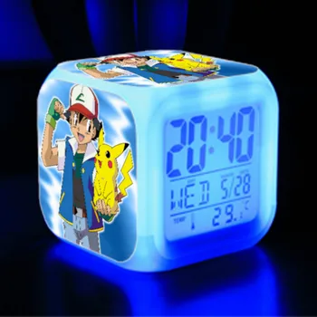 Nowy pokemon go Digital zmiana 7 kolorów LED cyfrowy budzik Nocne światło kolorowe zmieniające się zegar