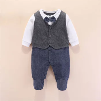 0-9 miesięcy noworodek kombinezon moda Baby Boy odzież czysta bawełna wiosna i jesień nowy pan styl odzież z długimi rękawami