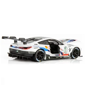 1/32 M8 GTE Sports Car Simulation Toy Car Model Alloy Pull Back zabawki dla dzieci prawdziwa kolekcja licencji prezent suv