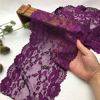1 metr kolor fioletowy ręcznie robione ozdoby do włosów szeroka elastyczna koronkowe wykończenie suknia ślubna spódnica koronki stretch tkanina szerokość 20 cm