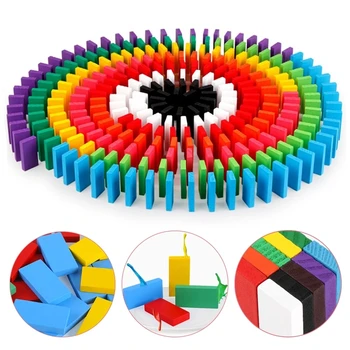 100/300/500pcs dzieci Domino bloki kolor sortowanie Tęcza WoodKits wczesne żywe Domino, gry, zabawki edukacyjne dla dziecka prezent