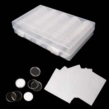 100Pcs Clear Round 30mm Direct Fit Airtight Coin Kapsułki Holder Display Collection With Case 20/25/27mm Pad Rings & Storage Box