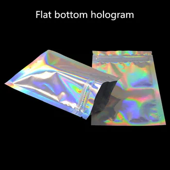 100pcs hologram błyszcząca srebrna folia aluminiowa Zip Lock Bag Термосваривание Resealable kawa, przekąski, kosmetyki prezenty cienie do powiek torby
