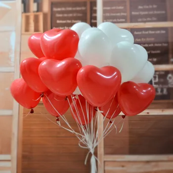 100PCSRed różowy balon 12 cali miłość, Serce, lateksowe balony wesele hel balon Walentynki Urodziny nadmuchiwane balony