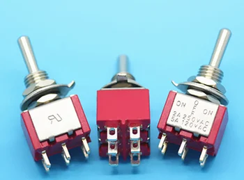 10szt Czerwony 6-pin 3-pozycyjny natychmiastowy (on)-off-(on) automatyczne zwrotny przełącznik AC 125V/6A 250V/3A