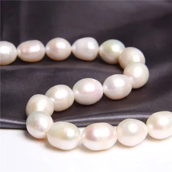 11-12 mm naturalne słodkowodne perły o nieregularnym kształcie ryżu koraliki do tworzenia biżuterii DIY bransoletka naszyjnik materiał Strand 14'