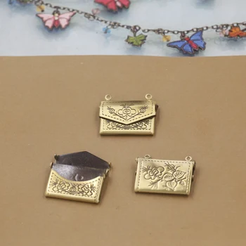 15*20 mm 20 szt. klasyczny portfel koperta ramka medalion pudełko wisiorek,brązowy wisiorek Vintage styl europejski rzemiosło,biżuteria wisiorek