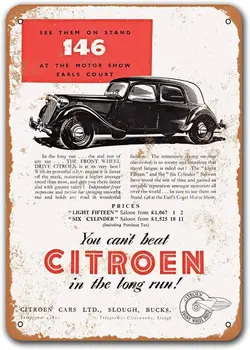 1952 Citroen Automobiles Vintage Tin Signs Cars, Sisoso Metal Plaques Poster Bar Man Cave Retro Wall Decor 8x12 cm