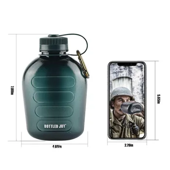 1L butelka wody wojskowa jadalnia butelka wody Sport na świeżym powietrzu, piesze wycieczki camping butelka wody przenośna z paskiem