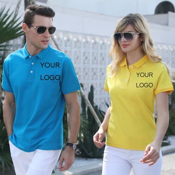 1SZT Free Logo Print Summer Short Sleeve Polo Shirts For Women Men Custom Your Own Design Photo Logo Work Uniform