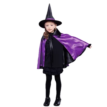2 szt Halloween płaszcz i kapelusz skręcić w dół kołnierz płaszcz i kapelusz czarownicy cosplay narzędzia, dla dzieci, dorosłych, twórczy