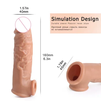 2 typ 16 cm przedłużacz penisa rękaw wielokrotnego użycia prezerwatywy zamek wytrysk pierścień opóźnienie wytrysku Sex Zabawki dla mężczyzn seks towary dla par