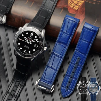 20 mm 22 mm skóra bydlęca paski do zegarków skóra Omega Zegarek Seamaster Aqua Terra Speedmaster De Ville zegarki Skórzany pasek watchband