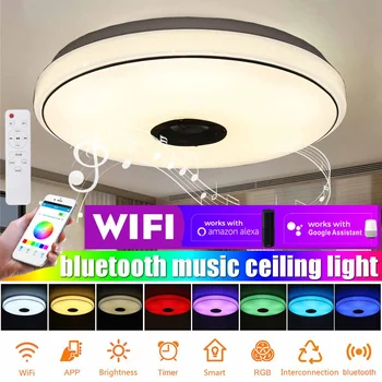 200 Watt 40 cm WiFi nowoczesny RGB led lampa sufitowa Home lighting APP bluetooth Music Smart, lampa sufitowa+pilot zdalnego sterowania dla google/alexa