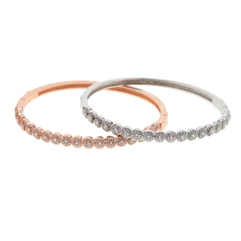 2018 nowy delikatny mikro utorować Kryształ cyrkonu bransoletka różowe złoto kolor dla kobiet mankiet bransoletka bransoletki pulseira feminina 19 cm