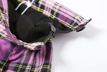 2018 tartan fioletowy wzór boczne guziki plisowana spódnica sexy codzienne krótkie spódnice kobiety mini spódnica odzież uliczna