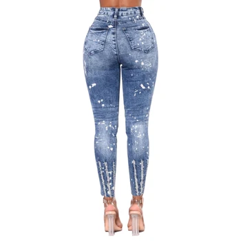 2019 Damskie Jeans Wiosna-Lato Elastyczny Niebieski Otwór Podarte Casual Dżinsy Damskie Spodnie Jeansowe Spodnie Dla Kobiet Ołówek Wąskie Dżinsy