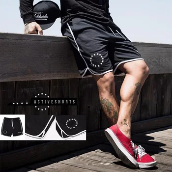 2019 letni męski marki Jogger sportowe spodenki odchudzające Mężczyźni czarny Kulturystyka krótkie spodnie Męskie sprzęt do ćwiczeń fitness spodenki do treningu
