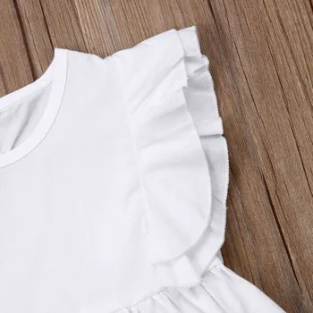 2019 letnie dzieci dziewczyny koronki biały t-shirt bluzka bluzki perła dżinsy ołówek spodnie 2 szt. moda odzież Dziecięca komplet