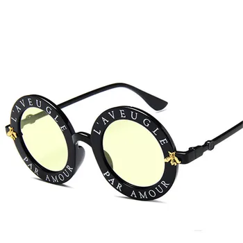 2019 nowa moda okrągłe okulary damskie litery angielskie bee męskie okulary klasyczny design marki UV400 okulary do jazdy