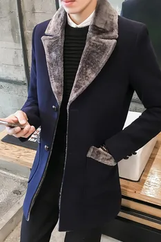 2019 zima codzienna nowa wiatrówka męska kurtka koreańskiej długa sekcja big fur collar kurtka męska Bussines casual ciepła wełniana kurtka