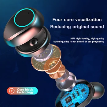 2020 9D TWS Bluetooth, słuchawki z mikrofonem sportowe wodoodporne bezprzewodowy zestaw słuchawkowy Smart Touch Control muzyczne słuchawki do telefonu