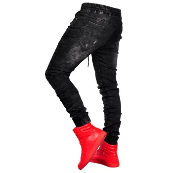 2020 Black High Street zarysowane podarte dżinsy męskie cienkie codzienne stretch spodnie duży rozmiar S-4XL męskie jeans