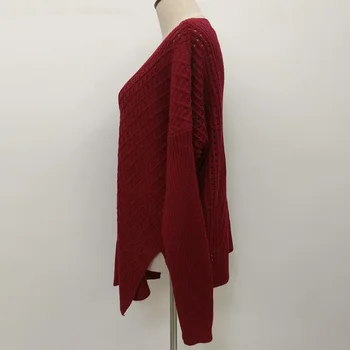 2020 jesień nowa moda jednolity kolor okrągły dekolt sweter nietoperz duży długi sweter z dzianiny sweter damski odzież JS0039
