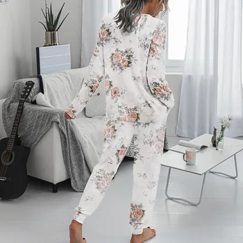 2020 jesień zima Piżam Women Pyjama Set Tie-dye Home Wear Lounge Set Homewear Women Long Sleeve Lounge Wear Sleepwear
