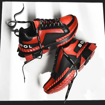 2020 nowe skórzane buty do biegania dla mężczyzn wygodny krępy Taty buty z grubym dnem oddychające buty sportowe na świeżym powietrzu Zapatillas
