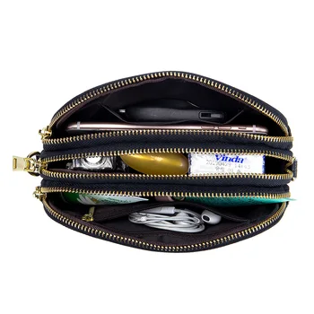 2020 skóra naturalna torba damska luksusowa moda trzy warstwy torby na zamek błyskawiczny torba damska-komunikator kobiecy telefon torba na ramię