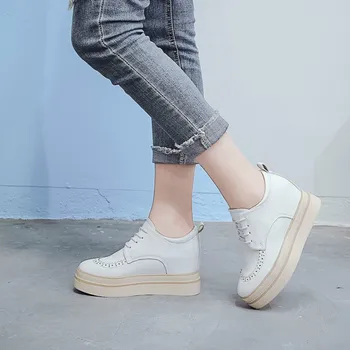 2020 wiosna jesień moda kolorem platforma Med (3 cm-5 cm) casual buty damskie sznurowane czarny biały gwarancja jakości W34-76