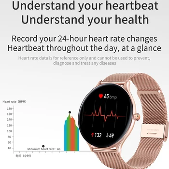 2021 moda pełne koło ekran dotykowy, kolorowy ekran inteligentny zegarek kobiety mężczyźni Sport tętno ciśnienie krwi wodoodporny zegarek smart