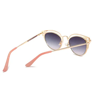 2021 New lady ' s Retro Cat eye okulary marki designerskie okrągła metalowa oprawa vintage Miednoje różowe lusterko damskie okulary przeciwsłoneczne UV400