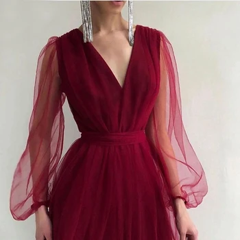 2021 Wiosna długie bujne rękawy suknia wieczorowa gorset vintage sukienka Vestido De Festa sukienkę krótkie sukienki koktajlowe