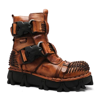 2021Winter męskie włoskie pustynne buty do kostki motocykl krzyż Martin buty wojskowe buty z naturalnej skóry Martin buty kowbojskie