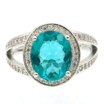 21x16mm SheCrown popularny styl stworzony niebieski Seledynowy srebrny pierścień wysokiej jakości luksusową odzież codzienna srebrny wykwintne biżuteria