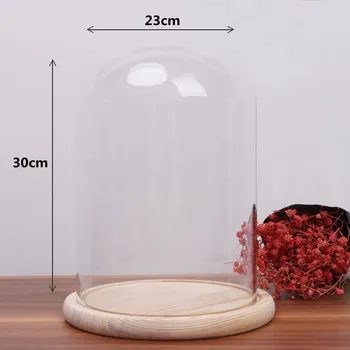 23*30 cm średnica=23 cm wysokość=30 cm szklana kopuła wazon z бревенчатым drewnianą podstawą pokrywa szklana Waza sobie prezent domowe ślubna ozdoba