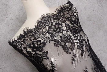3 m czarny biały Francja rzęsy odzież do szycia koronki tkaniny DIY suknia ślubna wykończenie strona Główna obrus ozdoba koronki tkaniny o szerokości 1,5 m