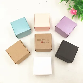 35Pcs Kraft Paper Small Gift Boxes Square Shape Handmade Soap Paper Boxes Wedding Candy Favor Boxes For Jewelry/Little dessert