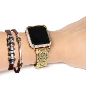 38-42 mm bransoletka dla Apple Watch Series 4 1 2 3 Kryształ Rhinestone Diamond Watch Band luksusowy pasek ze stali nierdzewnej mc Bands