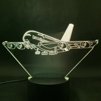 3D lampa samolot airbus A380 najlepszy model na prezent dla dzieci jasna baza 2017 sprzedaż na baterie led lampa
