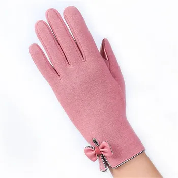 3Pairs/Pack damskie zimowe eleganckie bawełniane rękawiczki słodki linkę kwiaty ekran dotykowy rękawice rękawice kierowcy