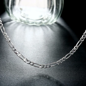 40-75 cm szczupły srebra próby 925 4 mm Figaro łańcuch naszyjnik kobiety dziewczyna chłopak dzieci Włochy biżuteria jeśli naszyjnik sieraden Colier