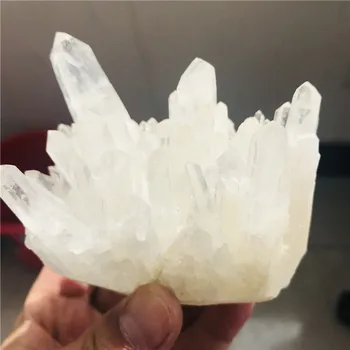 400-480g naturalny krystalicznie czysty piękny biały wzór klastra kryształów kwarcu