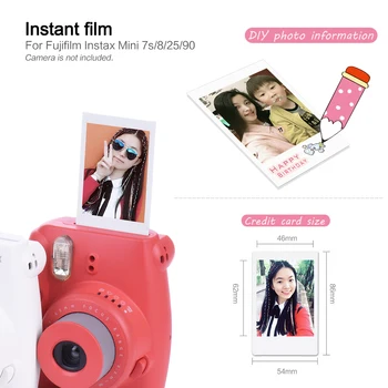 40szt Fujifilm Instax Mini 8 9 folia do Fuji Fujifilm Instant Camera Instant mini 8 9 7s 25 50 90 fotograficzny biała folia