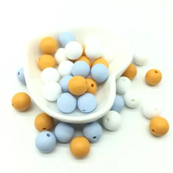 40szt mango niebieski mix combo silikonowe okrągłe kulki 12 mm DIY Baby wisiorek silikonowe ząbkowanie naszyjnik akcesoria brodawki klipy piłkę